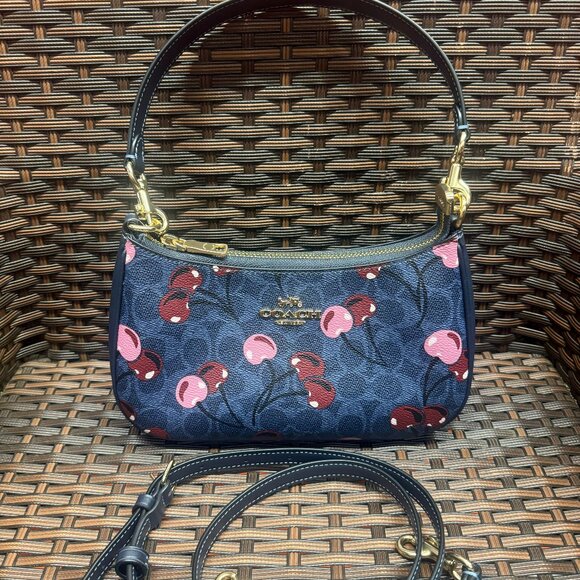 Coach Handbags - coach Teri Shoulder Bag In Signature Canvas With Cherry Print cy694